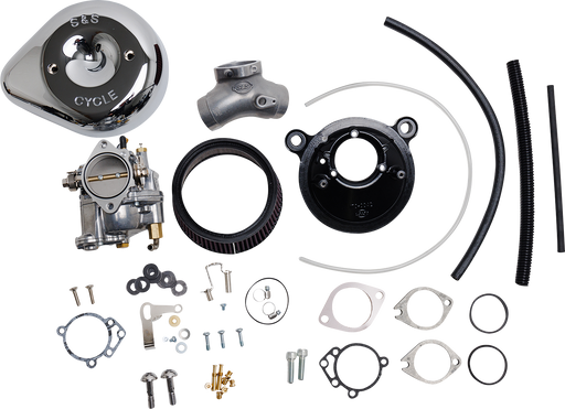 S&S CYCLE Super E Carburetor with Stealth Air Cleaner Kit - Chrome - Evolution Big Twin 110-0145