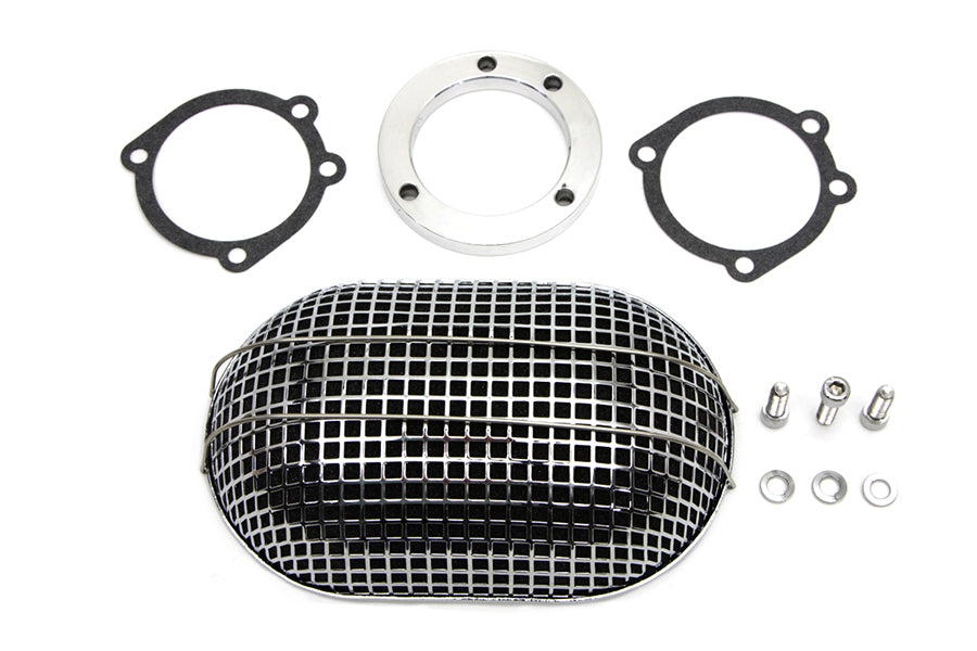 Oval Retro Mesh Air Cleaner - CV/Delphi - 1988-2017 - Chrome