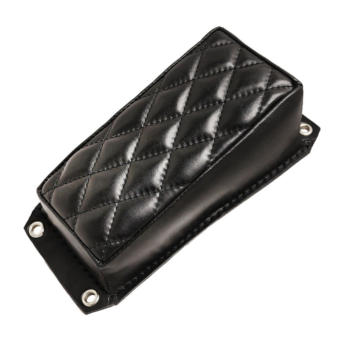 Bates Style Pillion Pad - Black Leather - Diamond