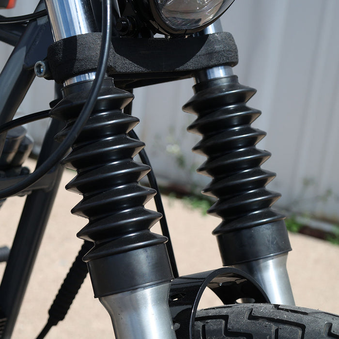 fork boots on bike