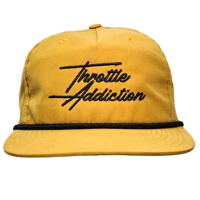 Throttle Addiction Script Rope Hat - Mustard