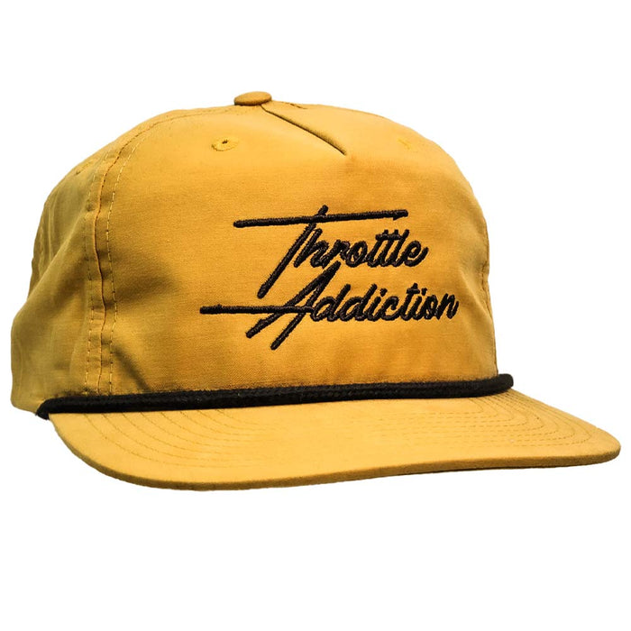 Throttle Addiction Script Rope Hat - Mustard