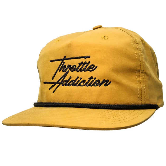 Throttle Addiction Script Rope Hat - Mustard