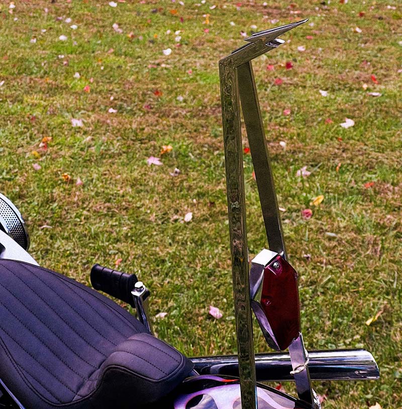 chopper sissy bar with lightning detail