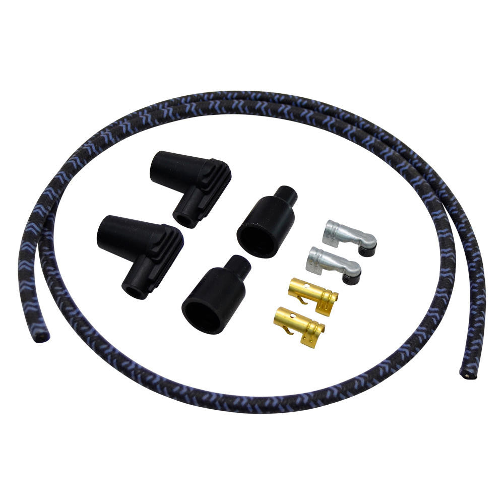 7mm Cloth 90 Degree Spark Plug Wire Sets - Satin Black